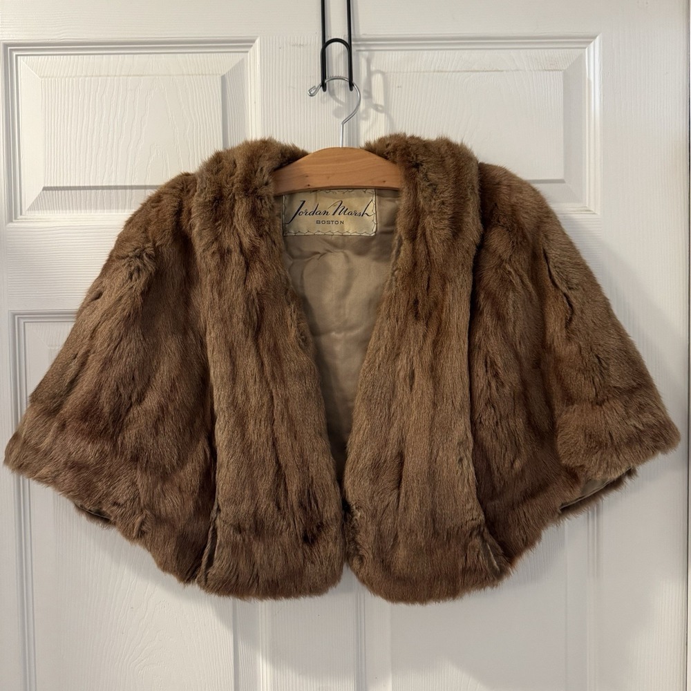 Jordan Marsh Boston 1950s Vintage Chocolate Natural Brown Mink Fur Fully Lined